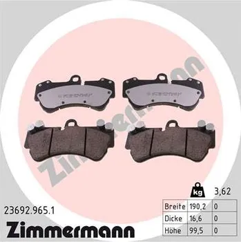 Brzdová destička Sada brzdových destiček, kotoučová brzda ZIMMERMANN 23692.965.1