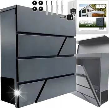 Poštovní schránka Velká poštovní schránka na dopisy na bráně, oplocení antracit , stojanu na noviny, podkroví