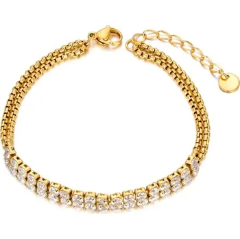 Náramek Victoria Filippi Stainless Steel Náramek se zirkony Blanche Gold - tennis řetízek, chirurgická ocel NR2303-B23058G Zlatá 17 cm + 3 cm (prodloužení)