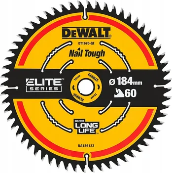 Pilový kotouč Pilový kotouč na dřevo 184x16mm 60 zubů DeWALT DT1670 ELITE SERIES