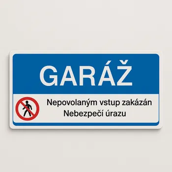 Plechová cedule Garáž Samolepka 190 x 90 mm tl. 0.1 mm - Kód: 03386