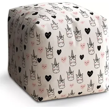 Taburet Sablio Taburet Cube Hlava jednorožce: 40x40x40 cm