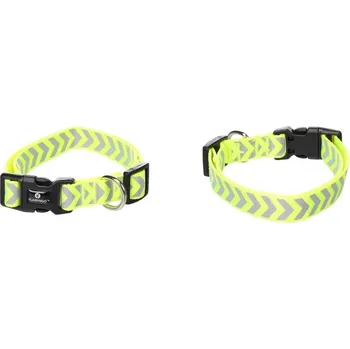 Obojek pro psa Obojek FLAMINGO Fergu Fluo nylonový reflexní žlutý (M) 2x40-55cm