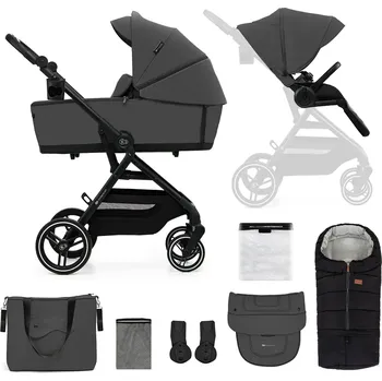 Kočárek KINDERKRAFT SELECT Kočárek kombinovaný Yoxi 2v1 Moonlight Grey + Fusak3v1 Jibot Horizontal Ink