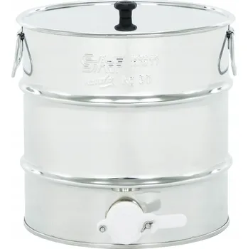 Nádoba na med Nerezový Nádoba Čeřící A Stáčecí 30 kg, s úchyty a plastovým ventilem 6/4"