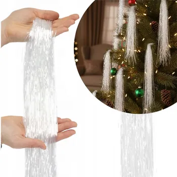 Vánoční dekorace Springos® andělské vlasy 100 cm bílé