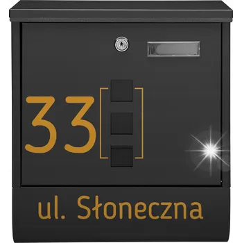 Poštovní schránka ČERNÁ POŠTOVNÍ SCHRÁNKA NA DOPISY, NOVINY + ZLATÝ VZOR
