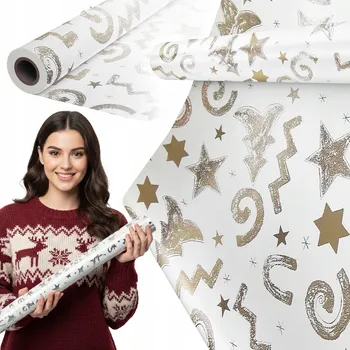 Balící papír DÁRKOVÝ BALICÍ PAPÍR 20 M MEGAROLE VÁNOČNÍ NA BALÍČKY OZDOBNÝ