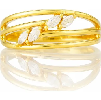 Prsten Flamenco Mystique Pozlacený prsten z chirurgické oceli s kubickou zirkonií PST979, velikost prstenu: US7 EU14 Velikost prstenu: US7 EU14