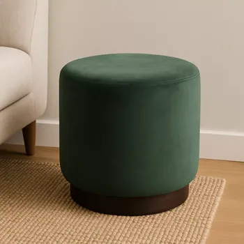 Matrace Present Time Sametový puf “Melo M” – tmavě zelený, Ø 38 cm