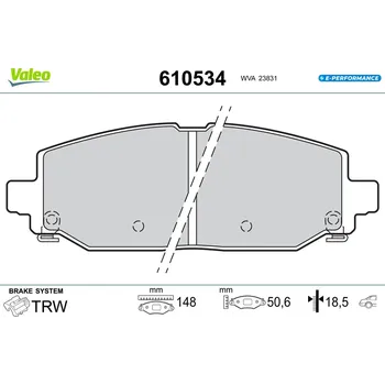 Brzdová destička Sada brzdových destiček, vždy 4 kusy v sadě VALEO 610534