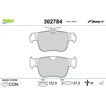 Brzdová destička Sada brzdových destiček, vždy 4 kusy v sadě VALEO 302784