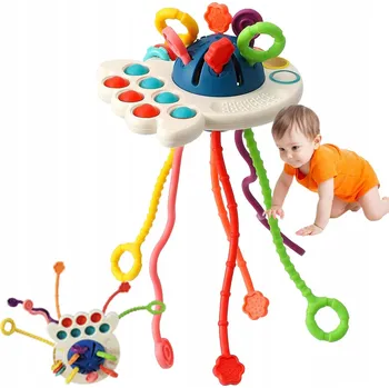 Hračka pro nejmenší SENZORICKÁ HRAČKA ŠŇŮRKY KOUSÁTKO MONTESSORI POP PRO MIMINKA CHRASTÍTKO