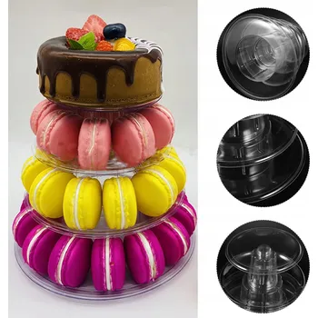 Stojan na dorty Macaron Display - čtyřpatrový plastový stojan na dorty na dezerty