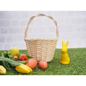 Velikonoční dekorace Velikonoční košíček bílý s mašlí 14 cm