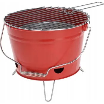 Zahradní gril Přenosný gril na dřevěné uhlí 27 cm červený
