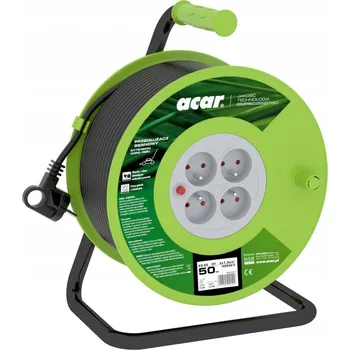 Napájecí kabel Prodlužovací Kabel bubnový Acar 50 m 4 ks zásuvek zelený