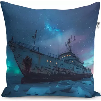 Polštář Sablio Polštář Vrak lodi při polární záři - 50x50 cm