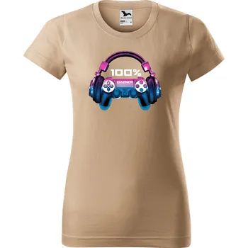 Dámské tričko levne-damske-bavlnene-tricko-potisk-100%-gamer Velikost dámská trička Basic: XXL šířka 59, délka 69, Odstín dámské tričko Basic: Pískové