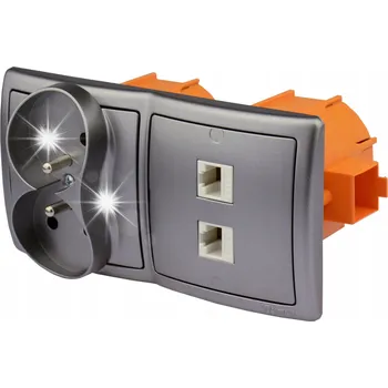 Elektrická zásuvka Nástěnná zásuvka 2x RJ45 (internet) + 230V napájecí zásuvka