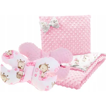 Dětská deka KOCYK MINKY POLŠTÁŘ MOTÝLEK DO KOČÁRKU NOSÍTKO KOLÉBKY SET 3v1 BABYMAM