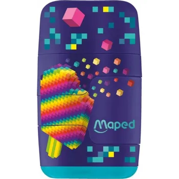 Ořezávátko Ořezávátko s gumou 2v1 Connect Pixel, dvojité, 2 otvory MAPED