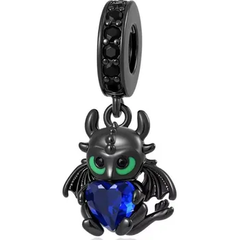 Přívěsek Přívěsek na náramek Simply Me stříbro 925 černá zirkon drak