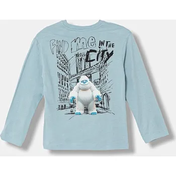 Dětské bavlněné tričko s dlouhým rukávem United Colors of Benetton modrá barva, s potiskem, 3ATNG10KV 3ATNG10KV.P.Seasonal 50X, vel. 90