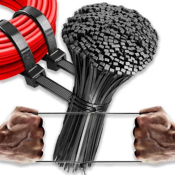 Stahovací páska Hadicová spona nylonová černá 3,6 mm x 200 mm, 100 ks