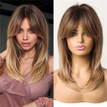 Paruka Paruka polodlouhé syntetické vlasy hnědá NCDSHAIR dámská