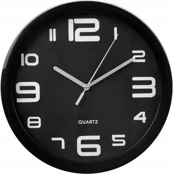 Hodiny Nástěnné hodiny TAE černé na baterie 22 cm kovové ručičky