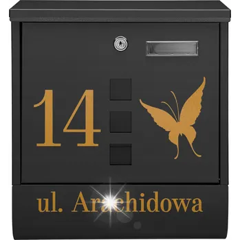 Poštovní schránka ČERNÁ POŠTOVNÍ SCHRÁNKA NA DOPISY + ZLATÝ VZOR