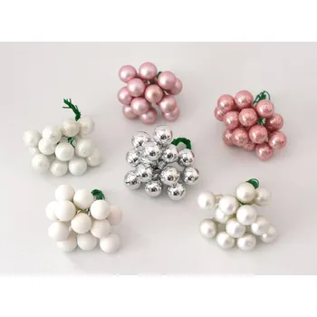 Vánoční dekorace Vánoční baňky na drátku prům. 1,5 cm - svazek 12 ks - 12 - FIALKOVÉ MATNÉ