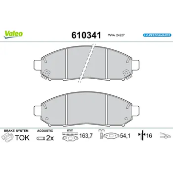 Brzdová destička Sada brzdových destiček, vždy 4 kusy v sadě VALEO 610341
