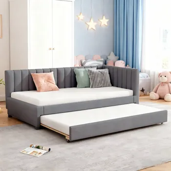 Postel Jednolůžková dřevěná postel Arhatreya 90x200 cm šedá