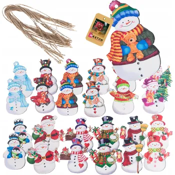 Vánoční dekorace SNĚHULÁCI DŘEVĚNÉ ZÁVĚSNÉ VÁNOČNÍ BAŇKY VÁNOČNÍ DEKORACE na STROMEČEK