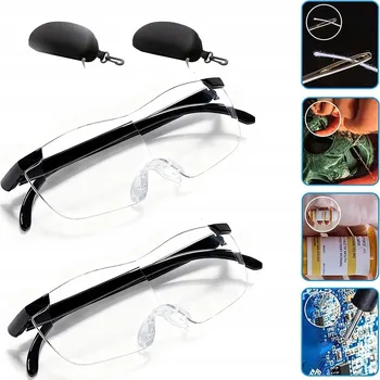 2X ZVĚTŠOVACÍ BRÝLE S LED SVĚTLEM LUPA NA ČTENÍ SKLO SKLO