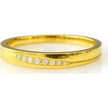 Prsten Flamenco Mystique Pozlacený prsten z chirurgické oceli s kubickou zirkonií PST975, velikost prstenu: US7 EU14 Velikost prstenu: US7 EU14