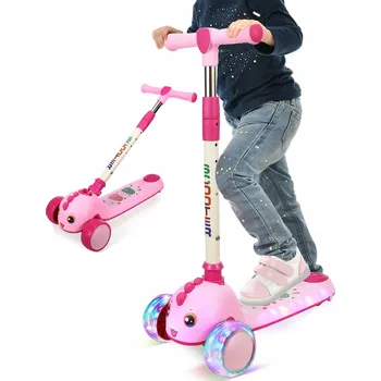 Koloběžka LED koloběžka pro děti, skládací, 3kolový design, nastavitelná výška, červená