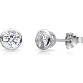 Náušnice JKB Jewel Stříbrné náušnice pecky s čirými zirkony 4 mm