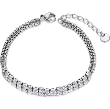 Náramek Victoria Filippi Stainless Steel Náramek se zirkony Blanche - tennis řetízek, chirurgická ocel NR2302-B23058P/53 Stříbrná 17 cm + 3 cm (prodloužení)