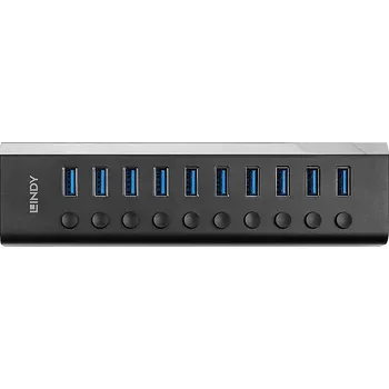 USB hub Lindy 10portový rozbočovač USB 3.0 s vypínači USB 3.2 Gen 1 (3.1 Gen 1) You
