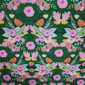 Obraz Zelený papír s květinovým motivem na balení dárků 57cm x 20m 20m349