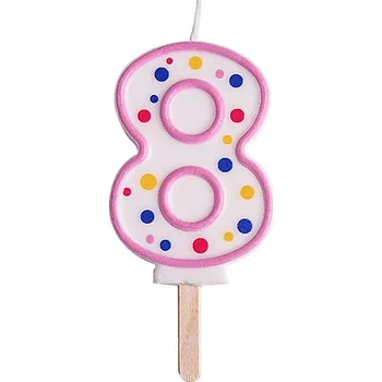 Svíčka PME růžová narozeninová svíčka číslice 8 - 64 mm