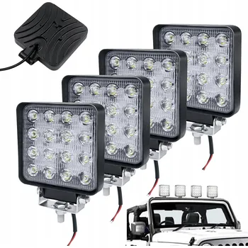 Přídavný světlomet 4x PRACOVNÍ SVĚTLO 16 LED HALOGEN 48W SADA PRO ODTAHOVKU TRAKTOR