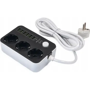 Napájecí kabel PRODLUŽOVACÍ KABEL APPIO lišta 2m 3 zásuvky + 6x USB