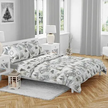 Povlečení Vánoční povlečení bavlněné Vánoční les TiaHome 1x Polštář 90x70cm, 1x Přikrývka 140x200cm