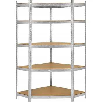 Dílenský regál Rohový regál SDN max. 175 kg, ocelový pozinkovaný plech, MDF police