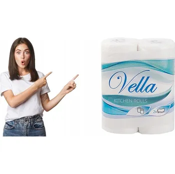Utěrka Kuchyňské utěrky Vella, bílé, 2vrstvá celulóza, 50 útržků, 2 role