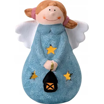 Obraz Ozdobná figurka svítící Andílek modrý 19 cm